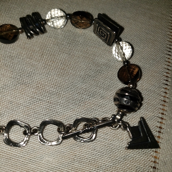 Retired Silpada Smokey Quartz. Sterling Silver Bracelet with gorgeous CZ Swirls - Picture 5 of 5